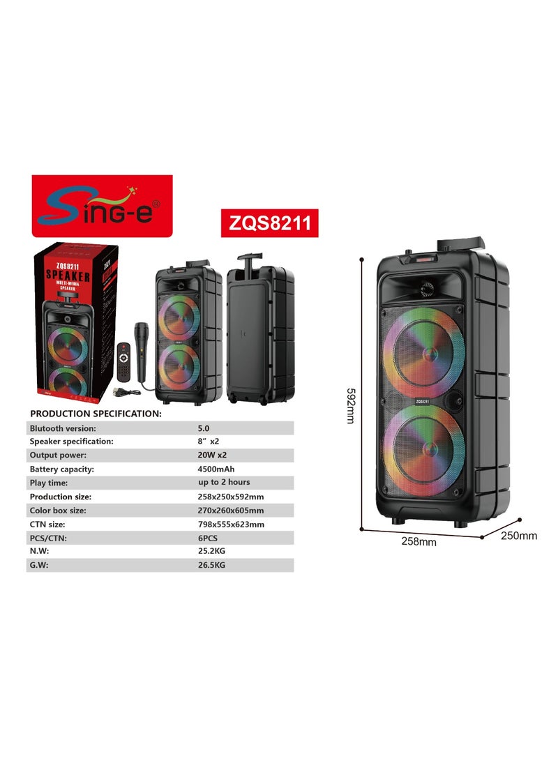 SING-E Loud Speaker 8 in x2 4500 mAh 20W Whit Mic - Image 3